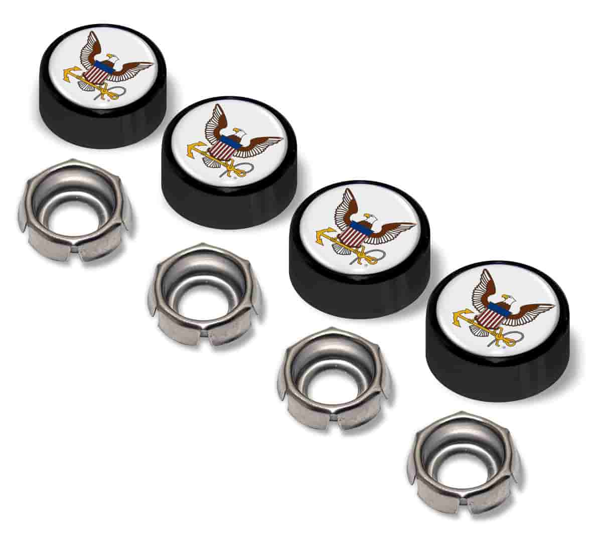 U.S. Navy License Plate Screw Caps - Black Metal Set of 4